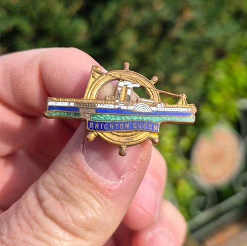 Antique enamel badge - antique, brighton